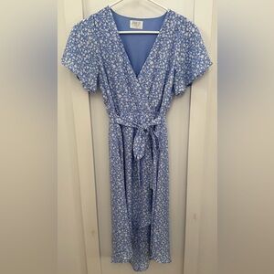 Floral Blue Wrap Dress